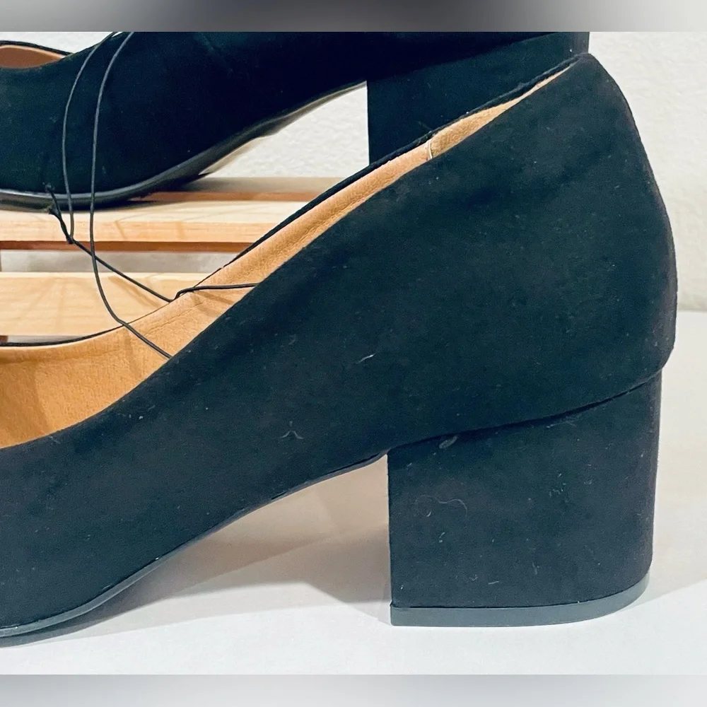 Lane Bryant Dream Cloud Black Faux Suede Pointy-Toe Block-Heel Shoes | 9W | NWT